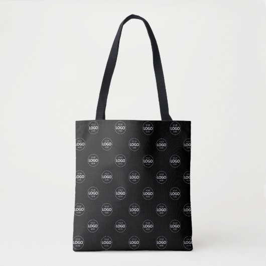 Aangepaste Logo Pattern Black Promotionele Canvas Tote Bag (Voorkant)