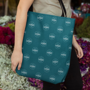 Aangepaste Logo Pattern Blauwgroen Promotionele Ca Tote Bag