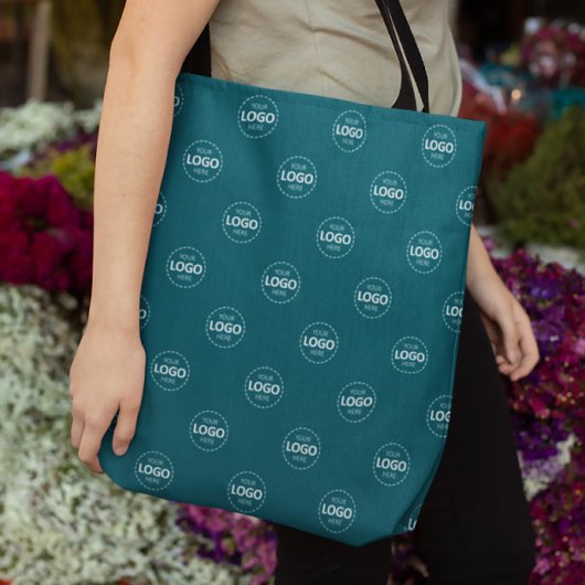 Aangepaste Logo Pattern Blauwgroen Promotionele Ca Tote Bag