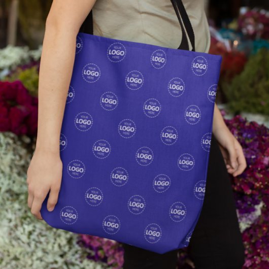Aangepaste Logo Pattern Blue Promotionele Canvas t Tote Bag