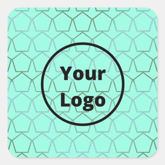 Aangepaste logo-pentagons op blauw vierkante sticker (Voorkant)