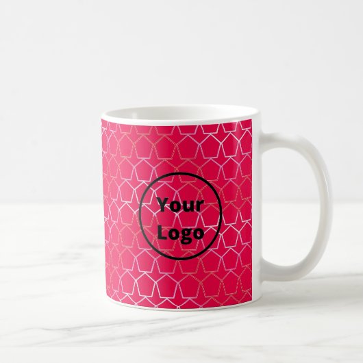 Aangepaste logo-pentagons op roze koffiemok (Rechts)