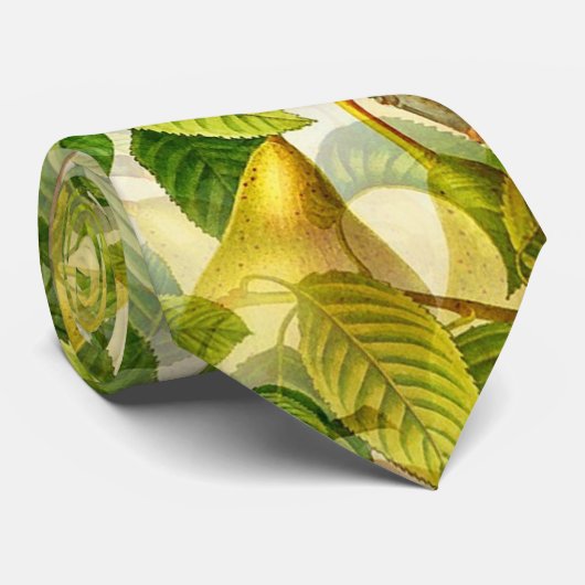 Aangepaste logo peren en bladeren stropdas (Opgerold)