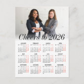 Aangepaste Logo Photo Minimal Calendar 2026 Zakeli Feestdagenkaart (Voorkant)