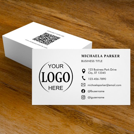 Aangepaste logo pictogrammen Modern Wit QR-code Visitekaartje