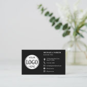 Aangepaste logo pictogrammen Modern Zwart QR-code Visitekaartje (Staand voorkant)