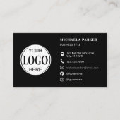 Aangepaste logo pictogrammen Modern Zwart QR-code Visitekaartje (Voorkant)