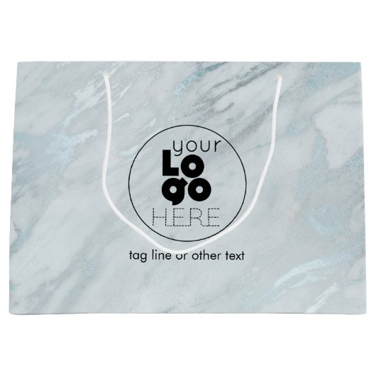 Aangepaste Logo Platinum Marble XL Papieren winkel Groot Cadeauzakje (Voorkant)