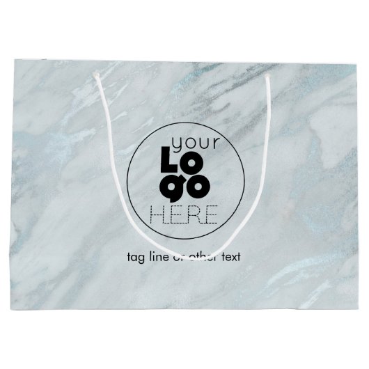 Aangepaste Logo Platinum Marble XL Papieren winkel Groot Cadeauzakje (Achterkant)
