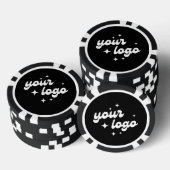 Aangepaste Logo Poker Chip Zwart & Wit (Opstapeling)