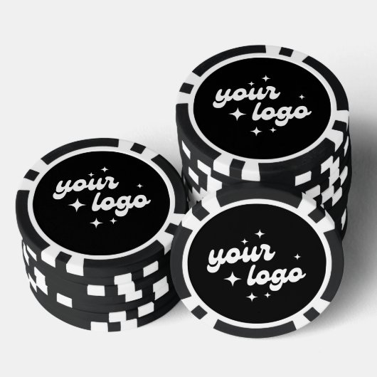 Aangepaste Logo Poker Chip Zwart & Wit (Opstapeling)