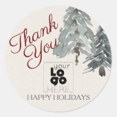 Aangepaste Logo Prettige feestdagen Waterverf Ronde Sticker (Voorkant)