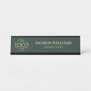 Aangepaste Logo   Professionele donkergroene minim Bureau Naambordje