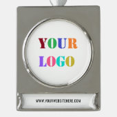 Aangepaste Logo promoties voor bedrijven op maat Verzilverd Banner Ornament (Voorkant)