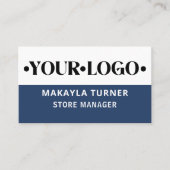 Aangepaste Logo QR Code Blauw Visitekaartje (Voorkant)