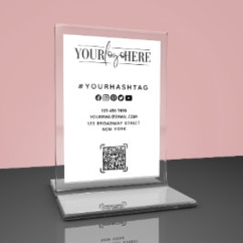 Aangepaste Logo | QR-code Business White Table Kaa Kaart