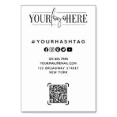 Aangepaste Logo | QR-code Business White Table Kaa Kaart (Voorkant)