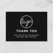 Aangepaste Logo QR-code Eenvoudig Zwart Modern Kortingskaartje (Voorkant)