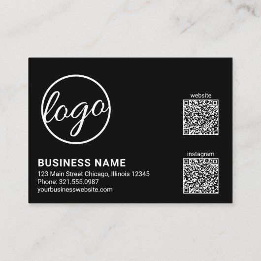 Aangepaste Logo QR-code Eenvoudig Zwart Modern Kortingskaartje (Achterkant)