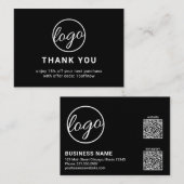 Aangepaste Logo QR-code Eenvoudig Zwart Modern Kortingskaartje (Voorkant / Achterkant)