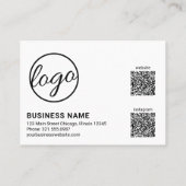 Aangepaste Logo QR Code Eenvoudig Zwart-wit Modern Kortingskaartje (Achterkant)