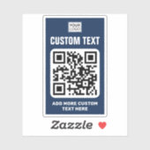 Aangepaste logo, QR-code en donkerblauwe en witte  Sticker (Vel)