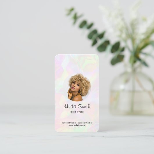 Aangepaste Logo QR-code en holografische foto iris Visitekaartje (Staand voorkant)