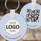 Aangepaste Logo, QR-code en tekst, Baby Blue Sleutelhanger