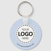 Aangepaste Logo, QR-code en tekst, Baby Blue Sleutelhanger (Voorkant)