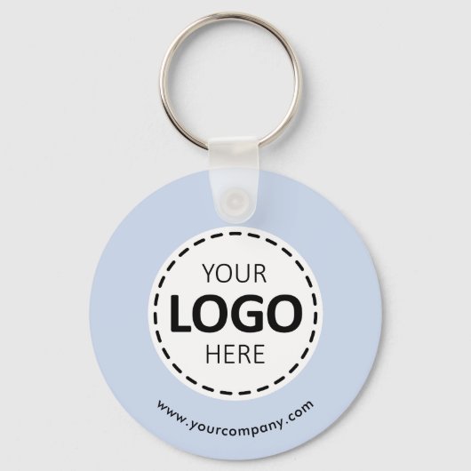 Aangepaste Logo, QR-code en tekst, Baby Blue Sleutelhanger (Voorkant)