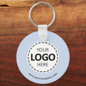 Aangepaste Logo, QR-code en tekst, Baby Blue Sleutelhanger (Voorkant)