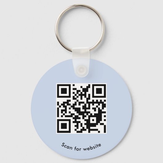Aangepaste Logo, QR-code en tekst, Baby Blue Sleutelhanger (Achterkant)