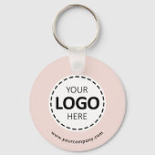 Aangepaste Logo, QR-code en tekst, Blush Pink Sleutelhanger (Voorkant)
