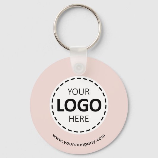 Aangepaste Logo, QR-code en tekst, Blush Pink Sleutelhanger (Voorkant)