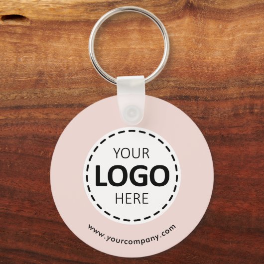 Aangepaste Logo, QR-code en tekst, Blush Pink Sleutelhanger (Voorkant)