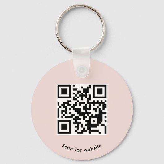 Aangepaste Logo, QR-code en tekst, Blush Pink Sleutelhanger (Achterkant)