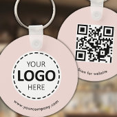Aangepaste Logo, QR-code en tekst, Blush Pink Sleutelhanger