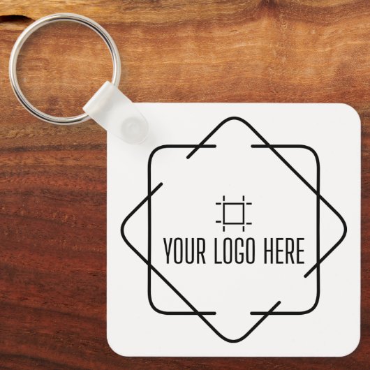 Aangepaste logo, QR-code en tekst dubbelzijdig wit Sleutelhanger (Voorkant)