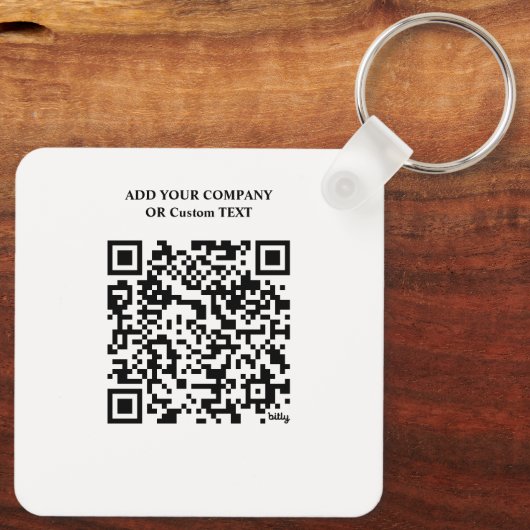 Aangepaste logo, QR-code en tekst dubbelzijdig wit Sleutelhanger (Achterkant)