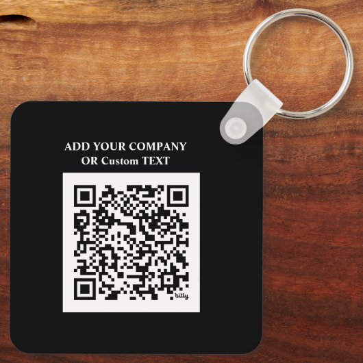 Aangepaste logo, QR-code en tekst dubbelzijdig zwa Sleutelhanger (Achterkant)
