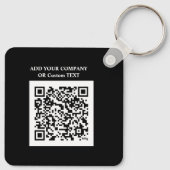 Aangepaste logo, QR-code en tekst dubbelzijdig zwa Sleutelhanger (Achterkant)