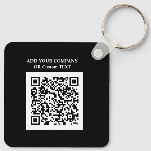 Aangepaste logo, QR-code en tekst dubbelzijdig zwa Sleutelhanger (Achterkant)
