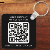 Aangepaste logo, QR-code en tekst dubbelzijdig zwa Sleutelhanger (Achterkant)