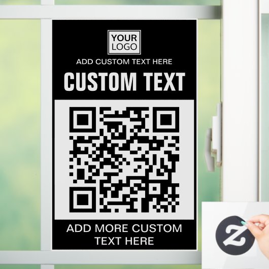 Aangepaste logo, QR-code en tekst Raamsticker (Huis)
