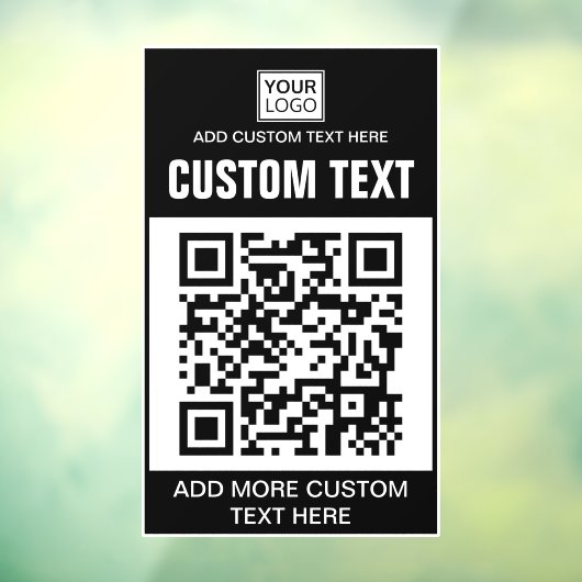 Aangepaste logo, QR-code en tekst Raamsticker (Vel 3)