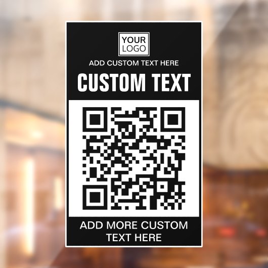Aangepaste logo, QR-code en tekst Raamsticker (Vel 2)