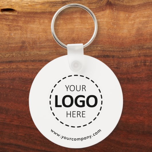 Aangepaste Logo, QR-code en tekst, Wit Sleutelhanger (Voorkant)