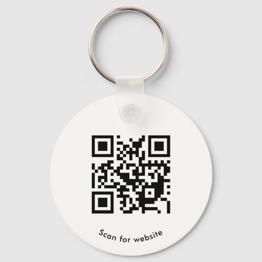 Aangepaste Logo, QR-code en tekst, Wit Sleutelhanger (Achterkant)