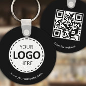 Aangepaste Logo, QR-code en tekst, zwart Sleutelhanger