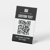 Aangepaste logo, QR-code en tekst zwart-wit Reclamebord Met Voetstuk (Voorkant)